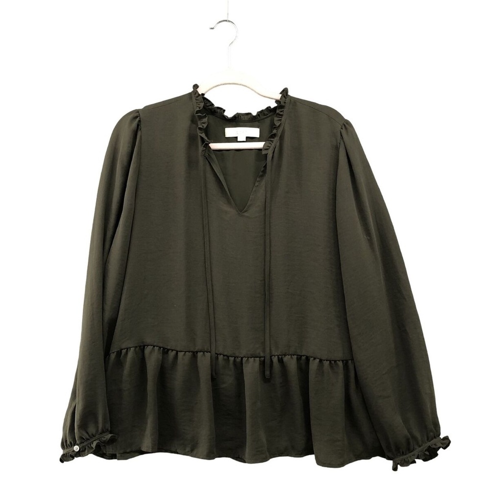 LOFT | Forrest Green Peplum Blouse